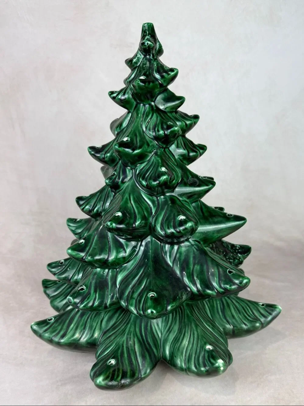 Vintage Atlantic Mold Ceramic Christmas Tree 18” 1979 Music Box Base Works READ